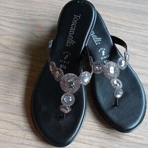 Black Embellished‎ Summer Sandals